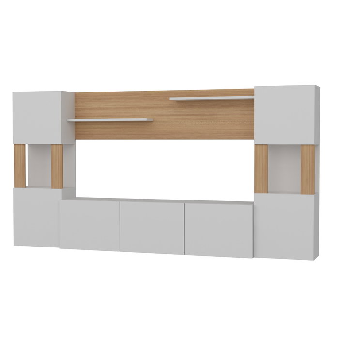 Hanah Home Lore Mueble de TV Blanco y Teca Hanah Home Lore Mueble de TV Blanco y Teca